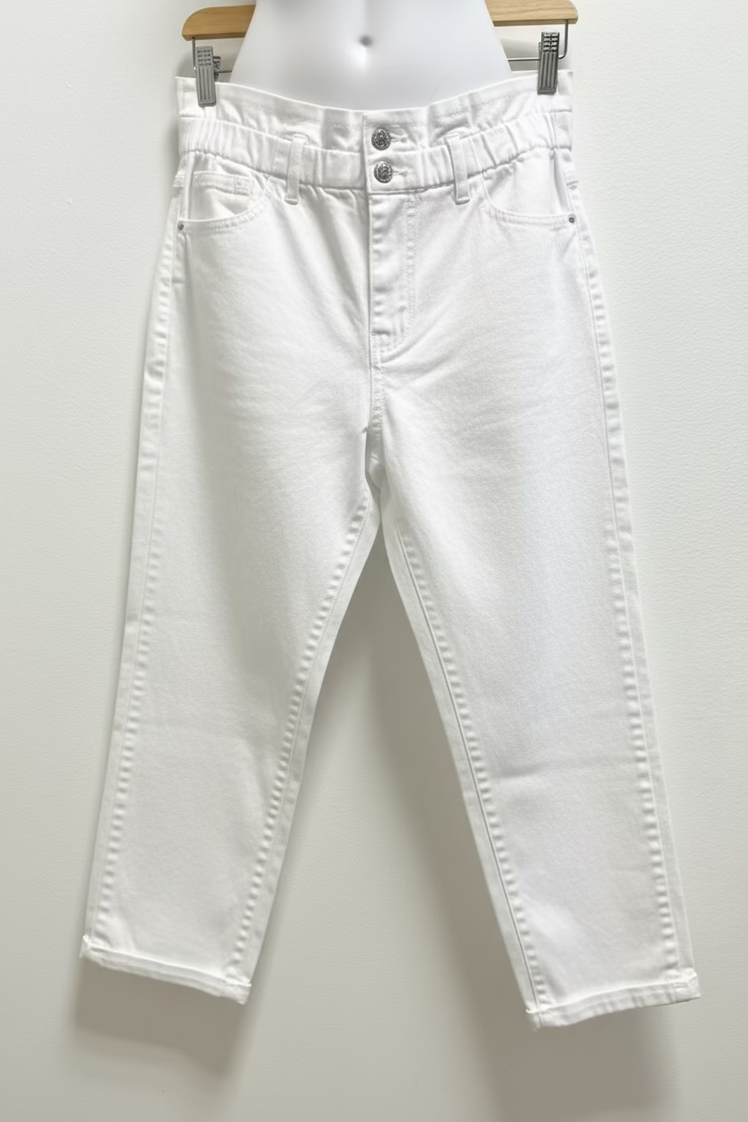 Calça de ganga branca com elástico