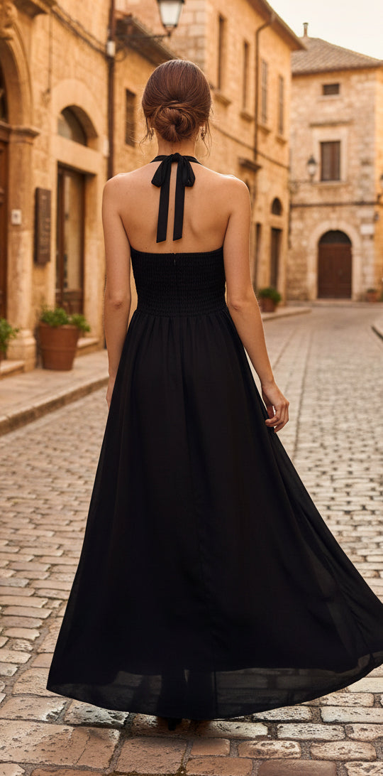 Vestido com decote halter