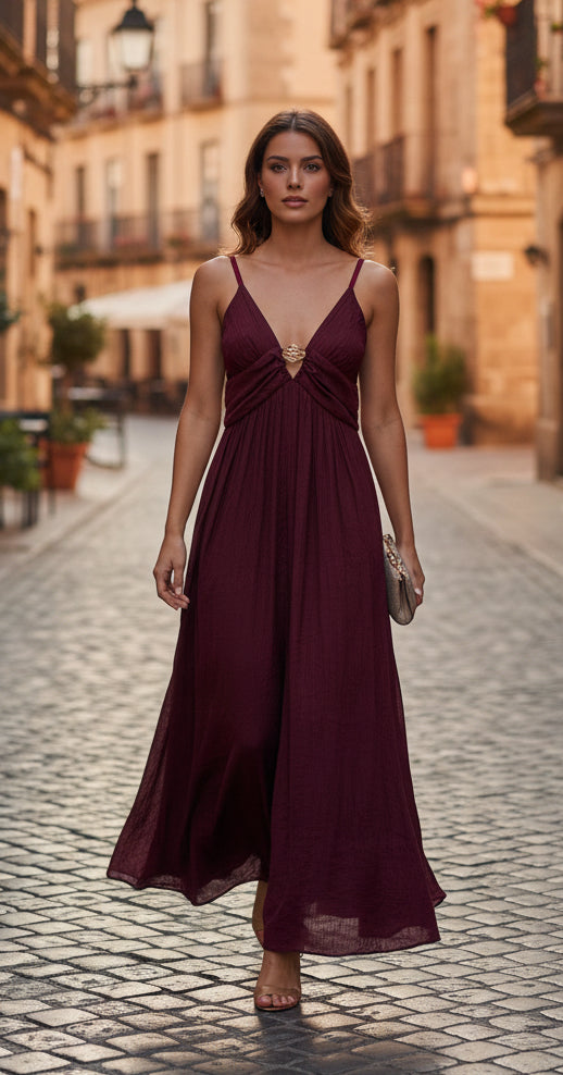 Vestido comprido com estampa florida